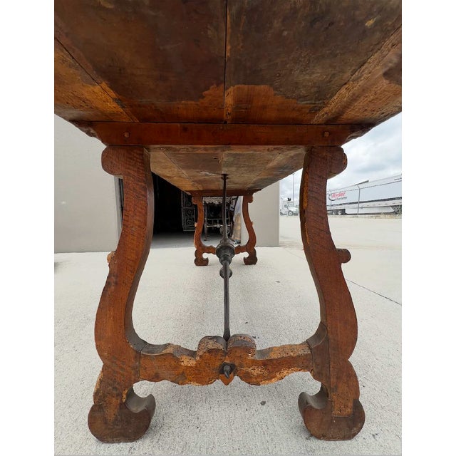 19th-Century Spanish Baroque Style Trestle Work Table / Dining Table For Sale - Image 10 of 18