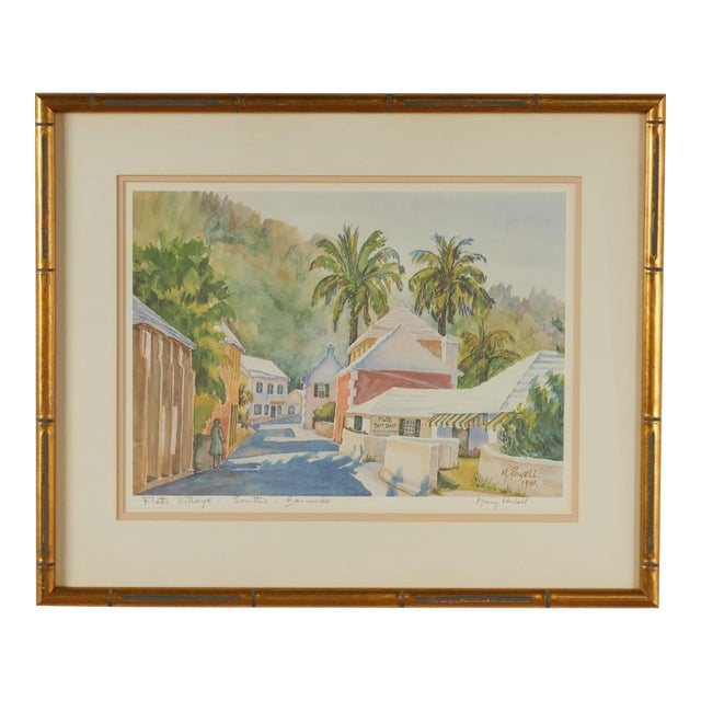 Vintage Lithograph of Bermuda by Mary Powell For Sale