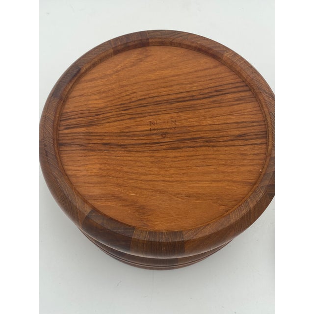 Brown Vintage Danish Nissen Teak Ice Bucket For Sale - Image 8 of 11