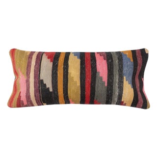 14"x28" Vintage Kilim Cushion Cover. Handwoven Turkish Lumbar Pillow Cover For Sale