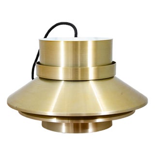 Mid 20th Century Danish Modern Pendant Lamp Light Tiered Brass Fixture Denmark For Sale