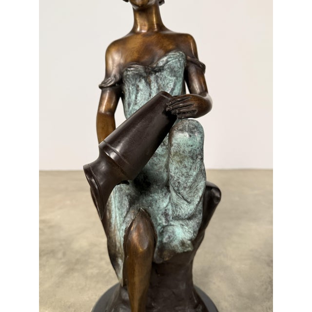 Grand Tour Bronze Neoclassical Sculpture, Woman With Vessel - 24" H For Sale - Image 3 of 10