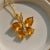 Contemporary Citrine Butterfly Gemstone Pendant Necklace in 925 Sterling Silver For Sale - Image 3 of 4