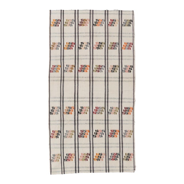 Embroidered Vintage Kilim Rug - 2`7″ X 4`9″ For Sale
