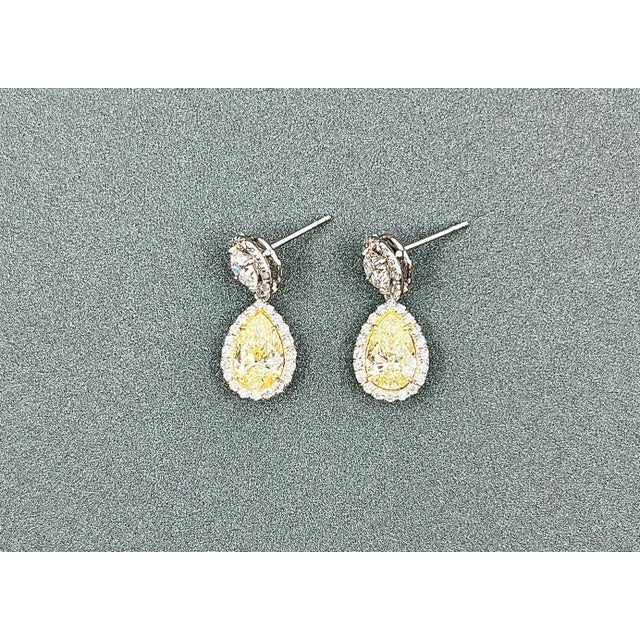 Early 21st Century 3.02 Ct Natural Yellow & Diamond Dangle Earrings - 2 Pieces For Sale - Image 5 of 8
