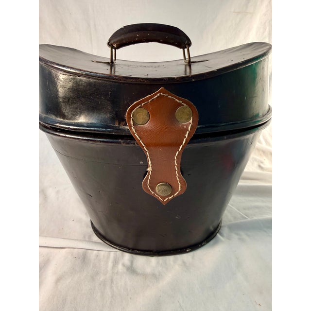 English Vintage, English Leather Hat Box For Sale - Image 3 of 11