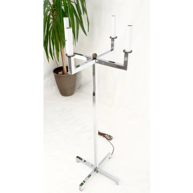 Polished Chrome Cross Shape Base Mid-Century Modern 4 Way Floor Lamp Parzinger For Sale - Image 11 of 13