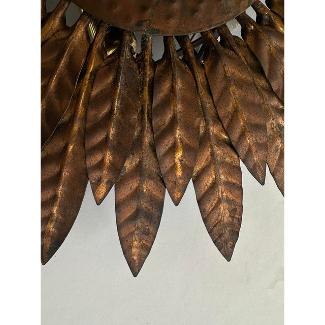 Vintage Spanish Sunburst Metal Wall Lamps, 1950s-1960s, Set of 2 For Sale - Image 9 of 12