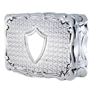Silver and Gold Vinaigrette Box with Relief and Shield on the Lid For Sale