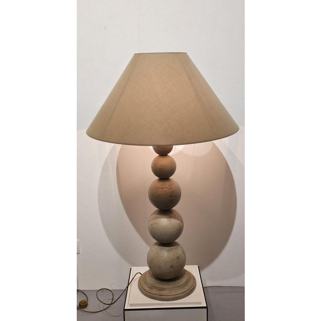 Wood Italian Ball Table Lamps, 1970s, Set of 2 For Sale - Image 7 of 18