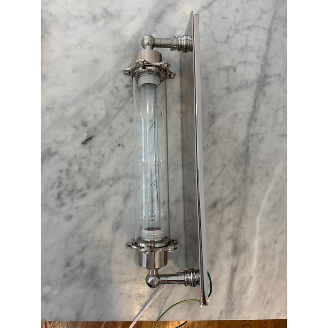 Pair of beautiful polished nickel RH Edison wall sconce, 18x4.5”. 6” depth.