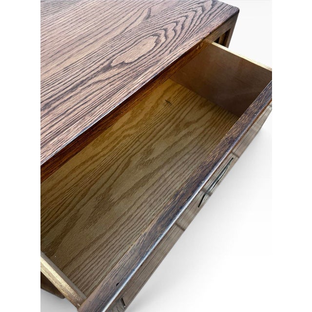 Henredon Henredon Style Mid-Century Modern Campaign Oak Nightstand, Circa 1970s For Sale - Image 4 of 6