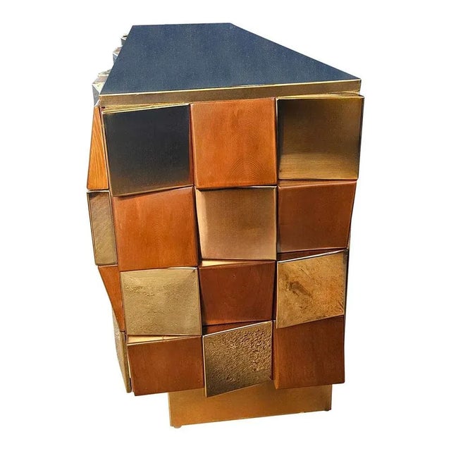 Wood Brass and Wood Sideboard, 1980s For Sale - Image 7 of 11