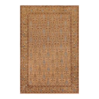 Oriental Ziegler Tan Green Hand-Knotted Wool Rug - 6'10'' X 9'7'' For Sale