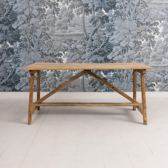 Early 19th C. Italian Pine Trestle Table in Original Patina For Sale - Image 12 of 17