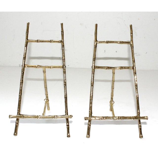 Vintage Faux Bamboo Polished Brass Tabletop Easel For Sale - Image 10 of 11