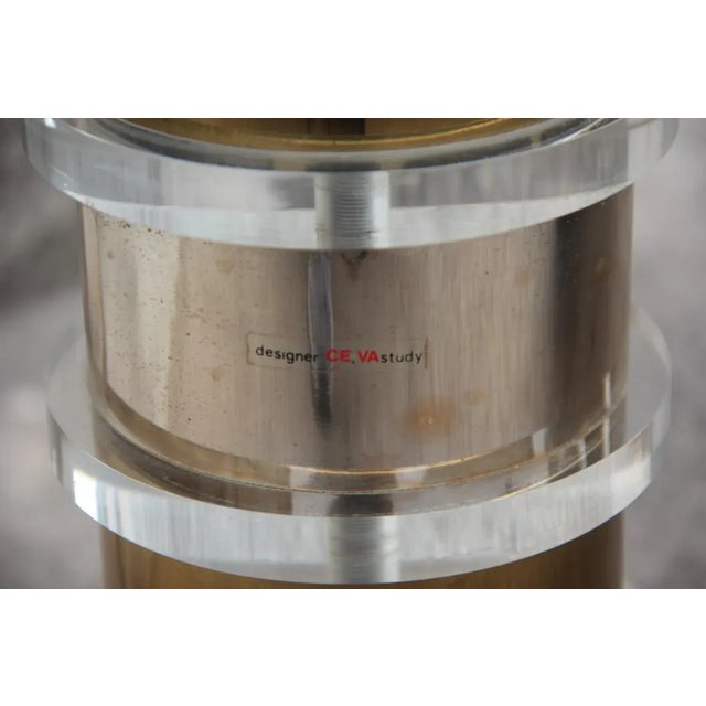 Beige Vintage Metal and Acrylic Glass Table Lamp, 1970s For Sale - Image 8 of 9