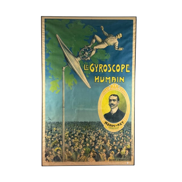 Candido Aragonez De Faria, Le Gyroscope Humain, Original Affiche, C. 1910 For Sale - Image 4 of 12