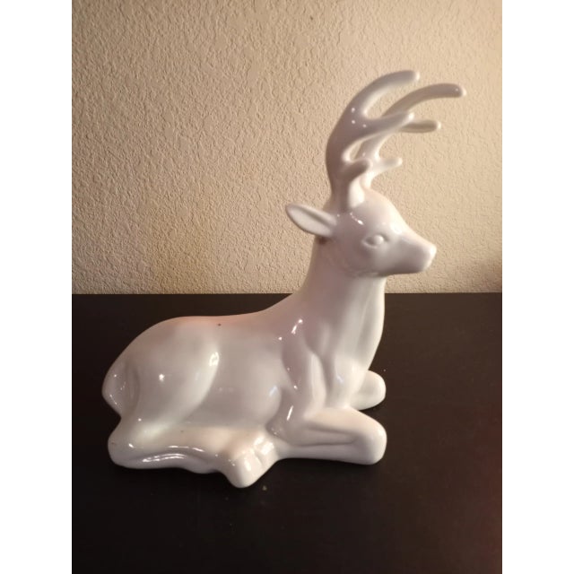 1980s 1980s White Porcelain Deer Figurine For Sale - Image 5 of 7