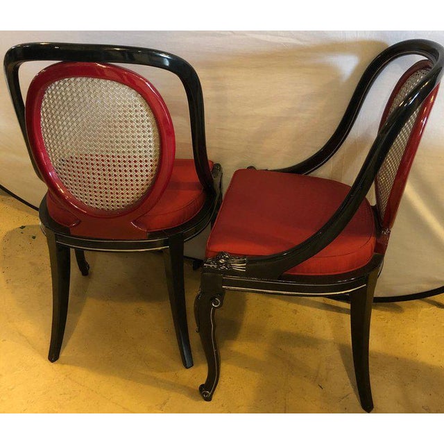 Pair Of Ebony And Red Hollywood Regency Style Swan Head Arm Or Office Chairs Chairish
