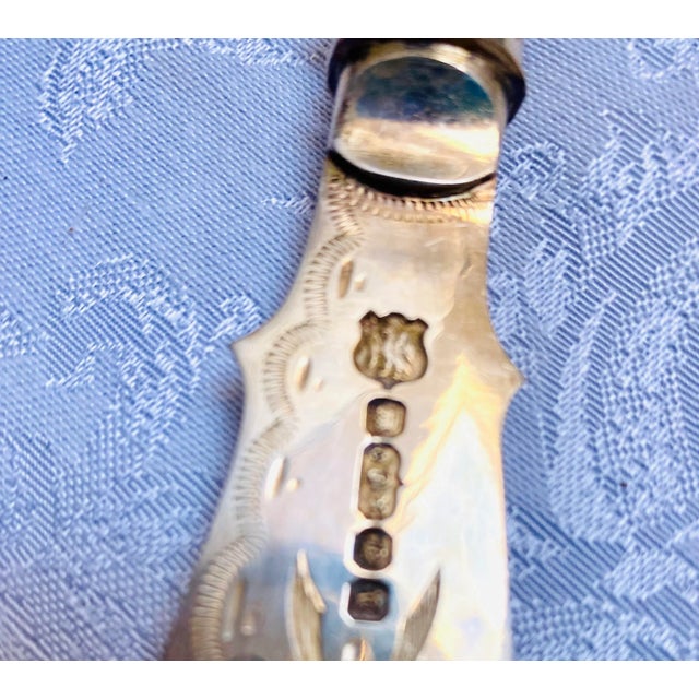 Mid 19th Century 1878 Silverplated Hand Etched Fish Carving Set by Ainsworth Taylor Birmingham Uk- 2 Pieces For Sale - Image 5 of 12