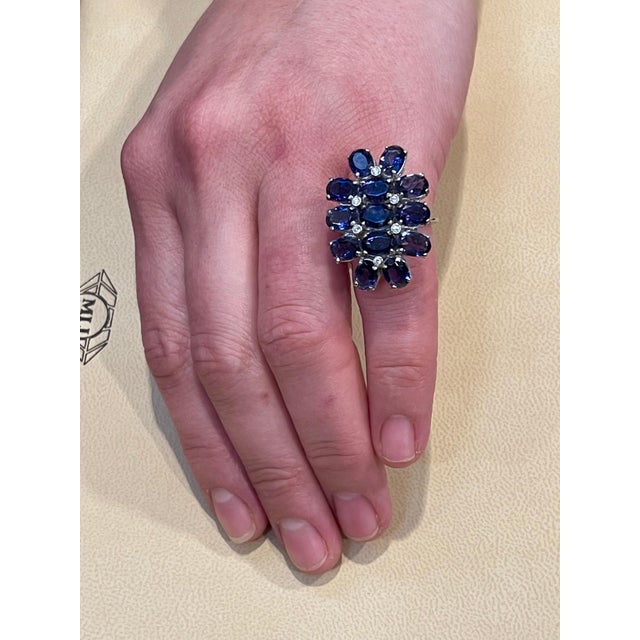 10 Carat Natural Iolite and Diamond Cocktail Ring in 18 Karat White Gold Estate For Sale - Image 14 of 18