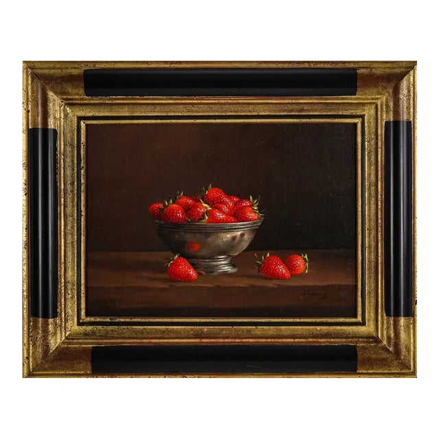 Still Life Painting by Jean Marie Daneis, Les Fraises, the Strawberries For Sale