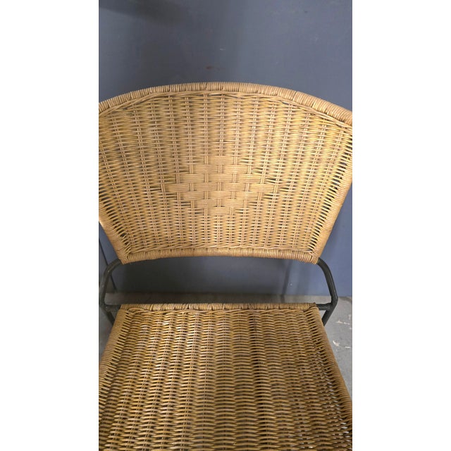 Mid Century Modern Wrought Iron & Wicker Chairs a Pair For Sale - Image 10 of 10