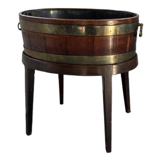 Antique 18th Century George III Brass Bound Mahogany Open Wine Cellarette on Stand For Sale