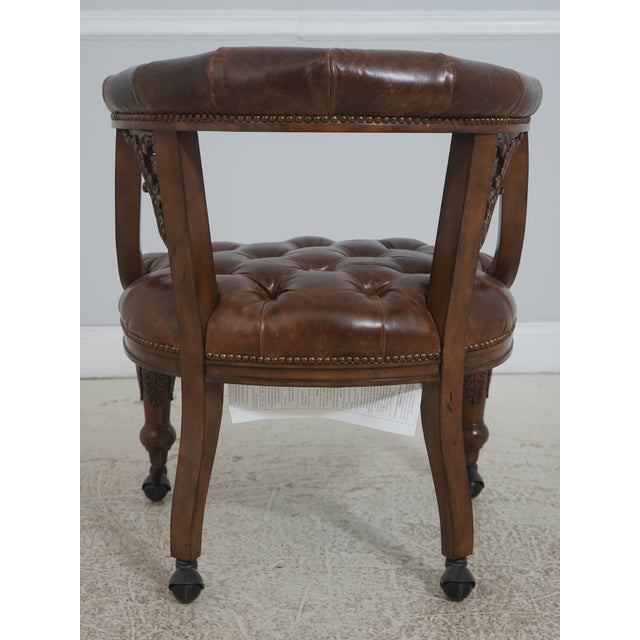 Maitland - Smith Set of 4 Maitland Smith Gentry Tufted Leather Game Chairs For Sale - Image 4 of 18