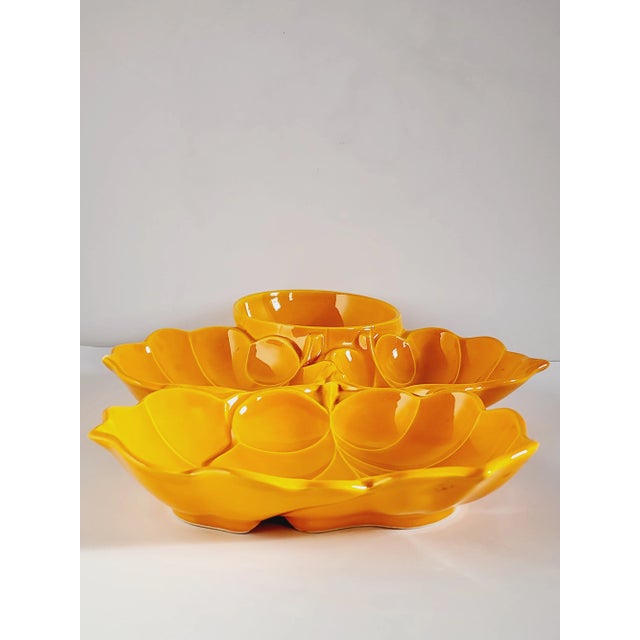 Mid Century Usa Pottery Chip & Dip Platter For Sale - Image 4 of 11