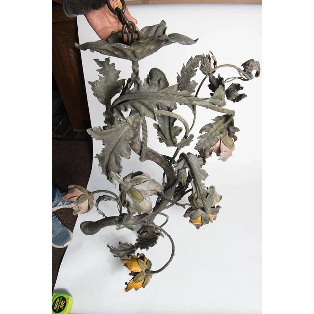 1920s Wrought Iron Floral Vine Chandelier For Sale - Image 12 of 13