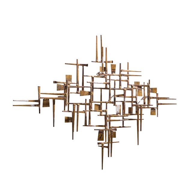 Mid-Century Modern William Bowie Mid Century Abstract Nail Wall Sculpture For Sale - Image 3 of 4