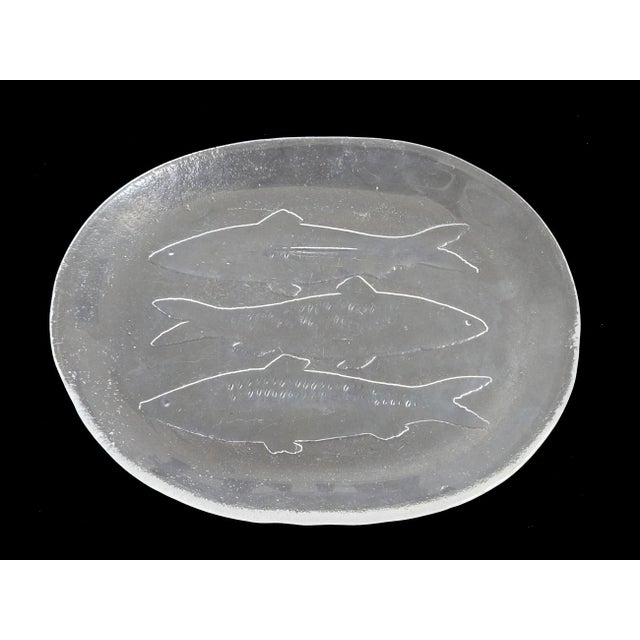Glass 1970s Kosta Boda Glass Fish Platter Designed by Goran Warff For Sale - Image 7 of 14