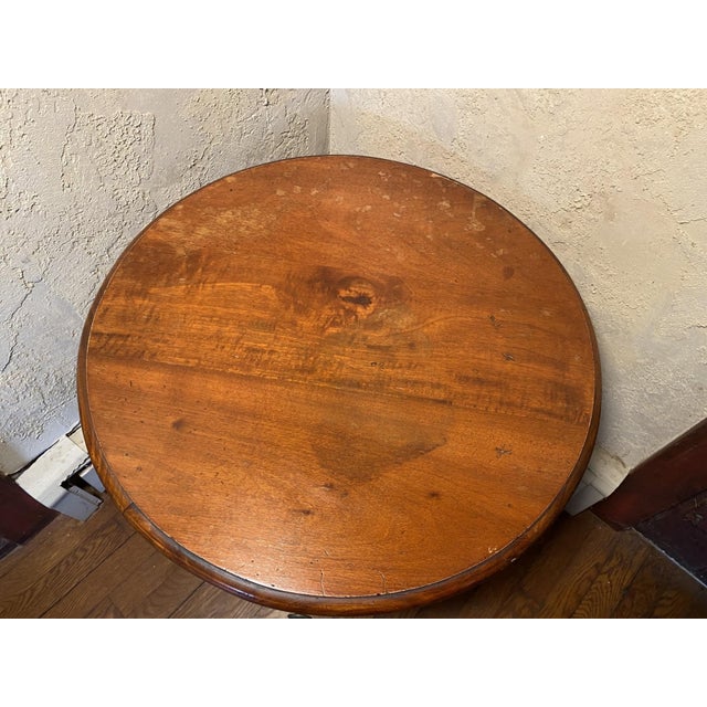 Mid Century Fruitwood Single Drawer Round Side Table For Sale In New York - Image 6 of 10
