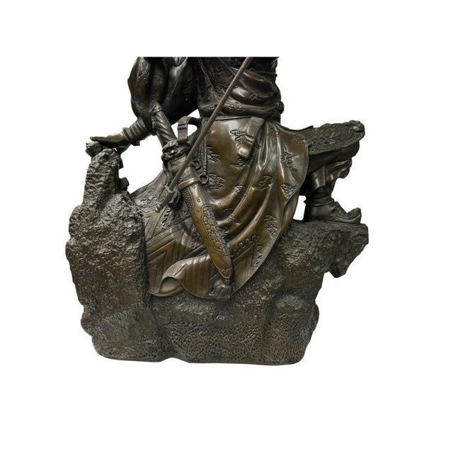 Chinese Metal Bronze General Quan Yu Holding Long Knife Statue For Sale - Image 13 of 18