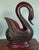 Mid 20th Century Three Large Asian Wood Carved Duck Statues With Mirror Inlay For Sale - Image 5 of 17