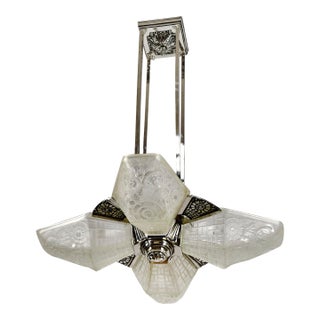 French Art Deco Chandelier by Francis Hubens & Degue - 1925 1935 France For Sale