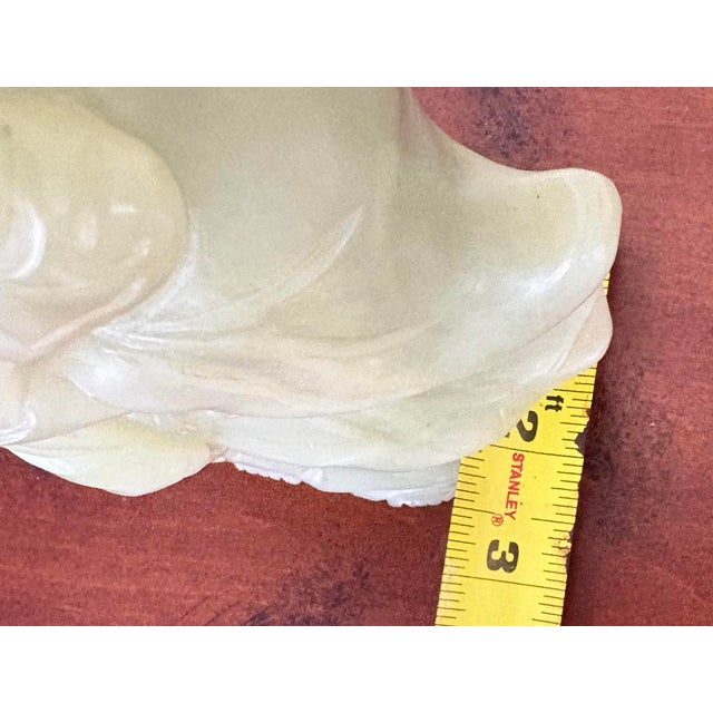 Vintage Mid Century Chinese Carved Guanyin Serpentine 9” Stone Statue For Sale - Image 11 of 12