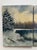 Mid 20th Century Vintage Traditional Impressionist White Winter Landscape Original Oil Painting Diptych, a Pair in Cerulean Blue, Burnt Umber & White For Sale - Image 5 of 11