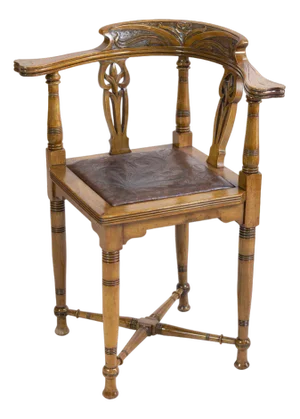 Art Nouveau Walnut Corner Armchair, 1890s