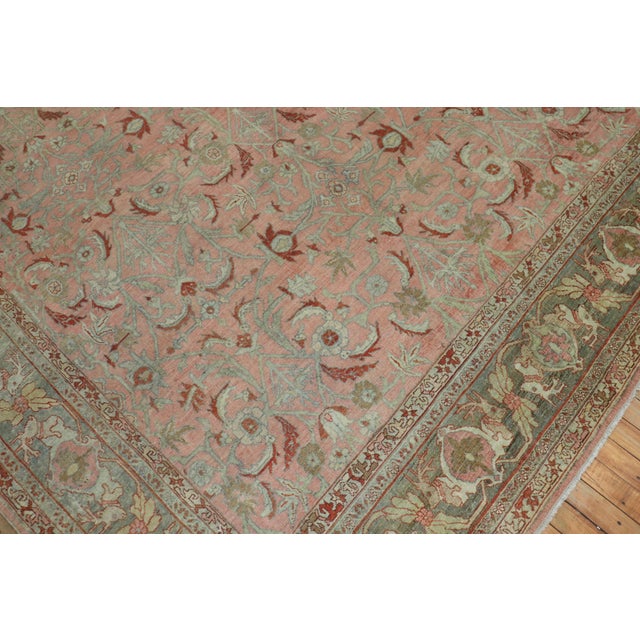 Deer Head Pink Antique Persian Bidjar Pictorial Room Size Rug For Sale - Image 14 of 18