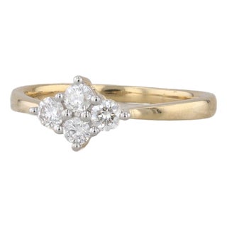 0.28ctw Diamond Cluster Ring 18k Yellow Gold Size 6.25 Engagement For Sale