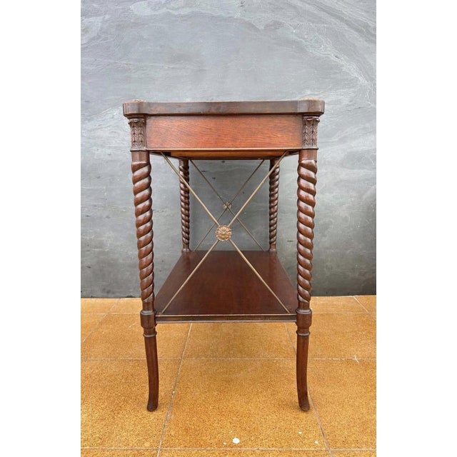 English Jacobean Revival Barley Twist Side Table with Drawer, 1930 For Sale - Image 9 of 11