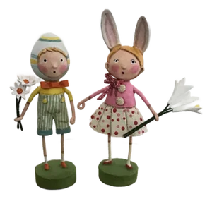 Hand Painted Figurines by Lori Mitchell for Esc Set of Two