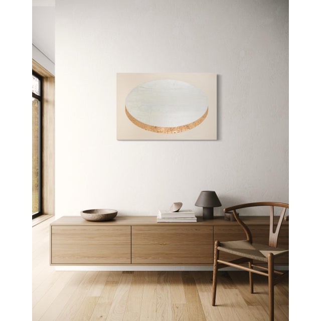 Contemporary Rebecca Koury "Opal Eclipse" Taupe Gold Eclipse Contemporary Abstract, Acrylic and Mixed Media on Canvas, Carmel California Art, Future Forward, 2026 For Sale - Image 3 of 3