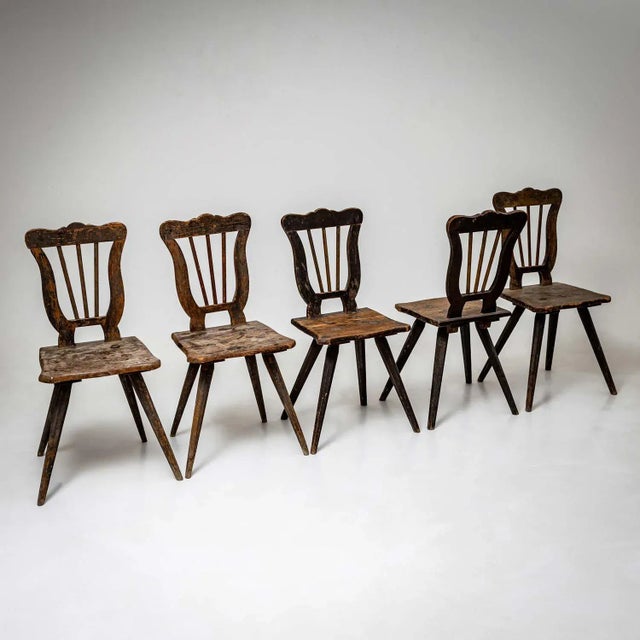 Brown French Farmhouse Chairs, 1830s, Set of 5 For Sale - Image 8 of 9