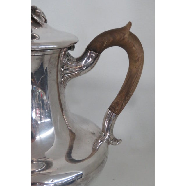 Metal Early 20th Century Silver Plated Swan Neck Tea Coffee Pot Tapered Baluster With Wood Handle For Sale - Image 7 of 16
