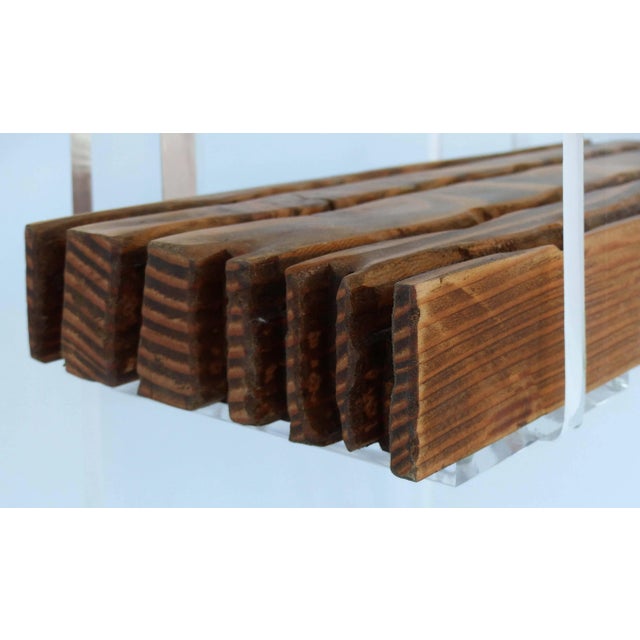 Lucite, Wood and Glass Side Table For Sale In Miami - Image 6 of 7