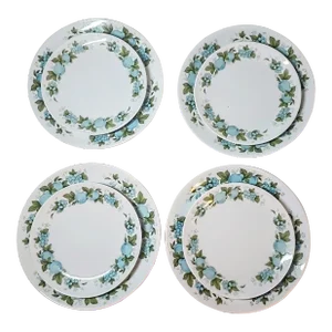 Mid Century Teal Pear China - Set of 8